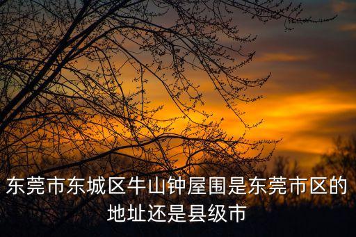 東莞市東城區(qū)牛山鐘屋圍是東莞市區(qū)的地址還是縣級(jí)市