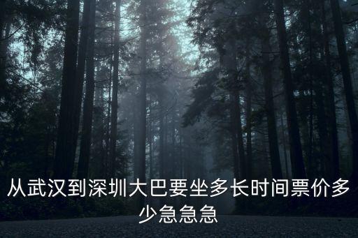 從武漢到深圳大巴要坐多長時間票價多少急急急