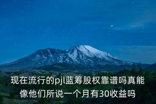 現(xiàn)在流行的pjl藍(lán)籌股權(quán)靠譜嗎真能像他們所說一個(gè)月有30收益嗎