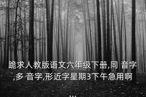 跪求人教版語(yǔ)文六年級(jí)下冊(cè),同 音字,多 音字,形近字星期3下午急用啊...