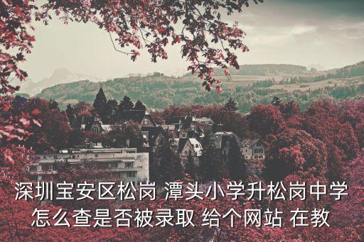 深圳寶安區(qū)松崗 潭頭小學(xué)升松崗中學(xué)怎么查是否被錄取 給個(gè)網(wǎng)站 在教