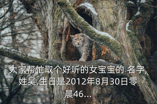 大家?guī)兔θ€好聽的女寶寶的 名字,姓吳,生日是2012年8月30日零晨46...