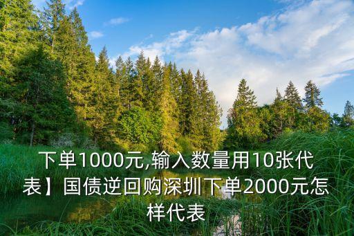 下單1000元,輸入數量用10張代表】國債逆回購深圳下單2000元怎樣代表