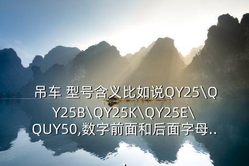  吊車 型號含義比如說QY25\QY25B\QY25K\QY25E\QUY50,數字前面和后面字母...