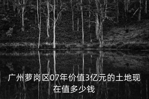 廣州蘿崗土地出讓保利，廣州蘿崗區07年價值3億元的土地現在值多少錢
