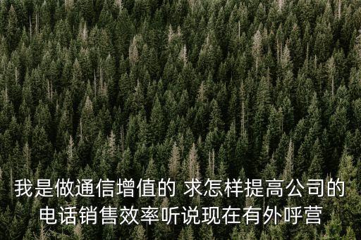 我是做通信增值的 求怎樣提高公司的電話銷售效率聽說現在有外呼營