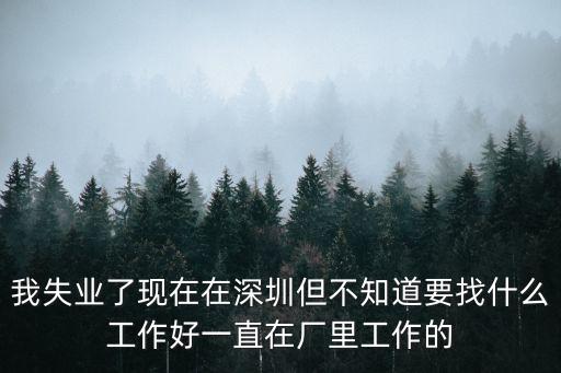 我失業了現在在深圳但不知道要找什么工作好一直在廠里工作的