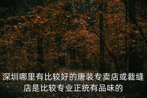 深圳哪里有比較好的唐裝專賣店或裁縫店是比較專業(yè)正統(tǒng)有品味的