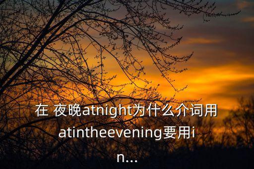 在 夜晚atnight為什么介詞用atintheevening要用in…