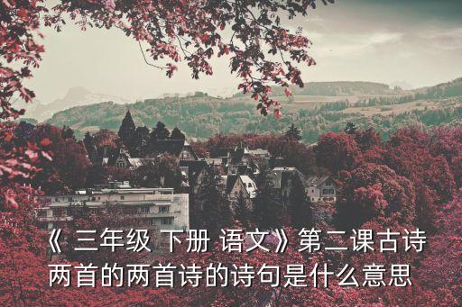 《 三年級 下冊 語文》第二課古詩兩首的兩首詩的詩句是什么意思