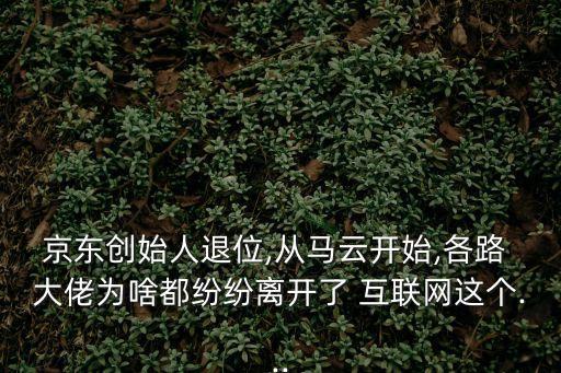 京東創始人退位,從馬云開始,各路 大佬為啥都紛紛離開了 互聯網這個...