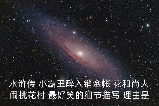 水滸傳 小霸王醉入銷金帳 花和尚大鬧桃花村 最好笑的細節描寫 理由是