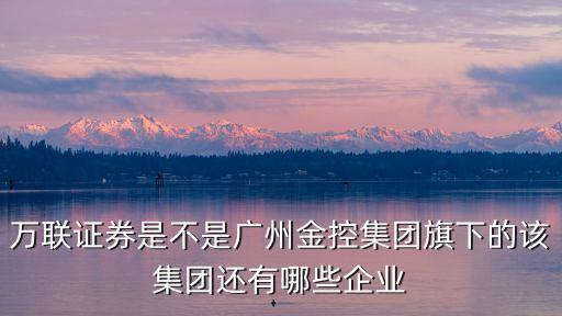 萬聯證券是不是廣州金控集團旗下的該集團還有哪些企業
