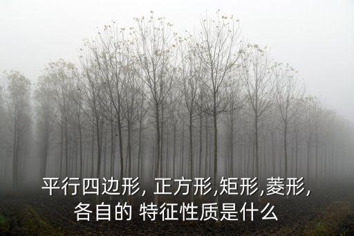 平行四邊形, 正方形,矩形,菱形,各自的 特征性質是什么