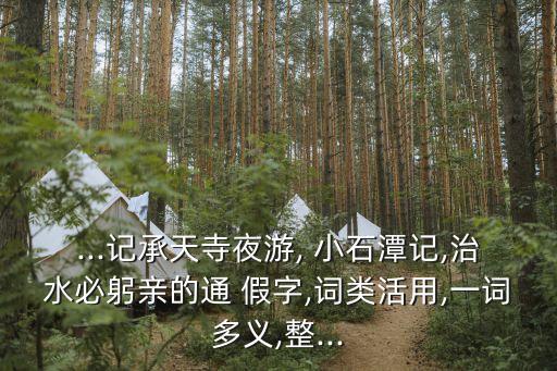...記承天寺夜游, 小石潭記,治水必躬親的通 假字,詞類活用,一詞多義,整...