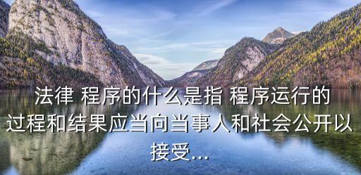  法律 程序的什么是指 程序運行的過程和結果應當向當事人和社會公開以接受...