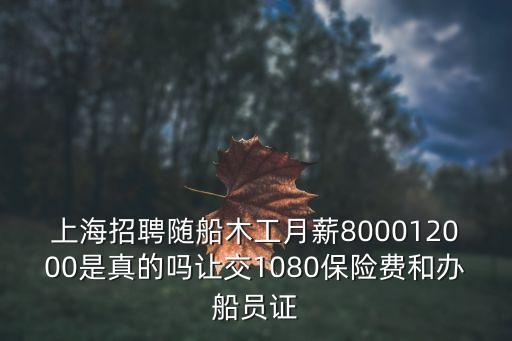 上海招聘隨船木工月薪800012000是真的嗎讓交1080保險費和辦船員證