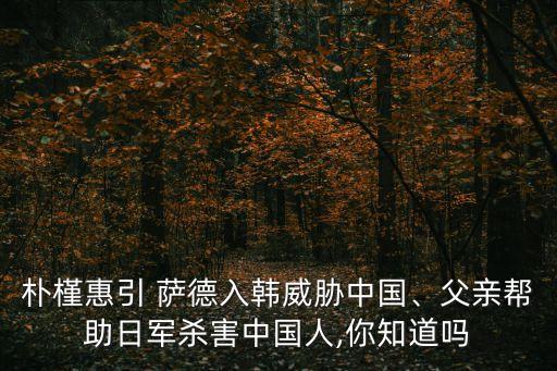 樸槿惠引 薩德入韓威脅中國、父親幫助日軍殺害中國人,你知道嗎