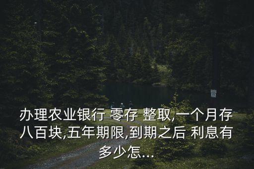 辦理農業銀行 零存 整取,一個月存八百塊,五年期限,到期之后 利息有多少怎...