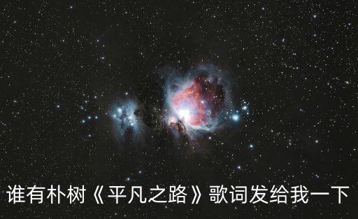誰有樸樹《平凡之路》歌詞發給我一下