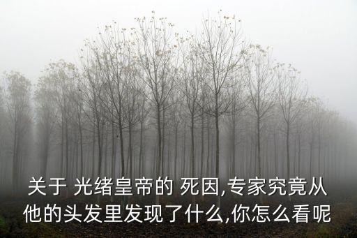 關于 光緒皇帝的 死因,專家究竟從他的頭發里發現了什么,你怎么看呢