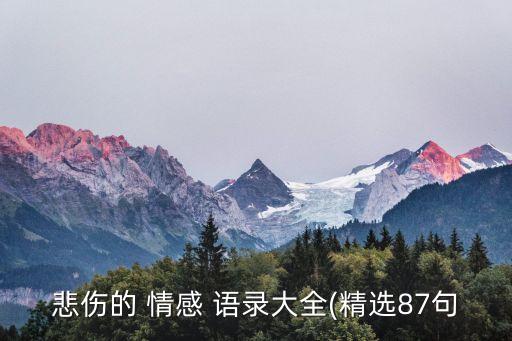 悲傷的 情感 語錄大全(精選87句