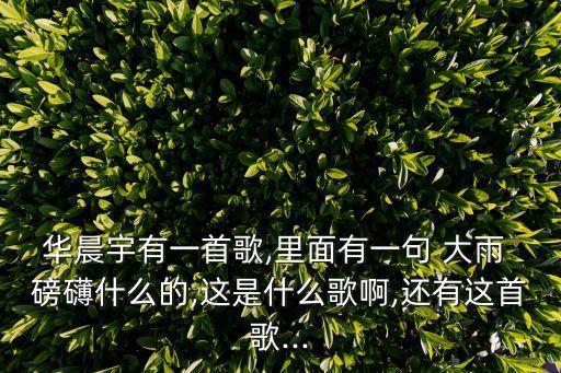 華晨宇有一首歌,里面有一句 大雨 磅礴什么的,這是什么歌啊,還有這首歌...