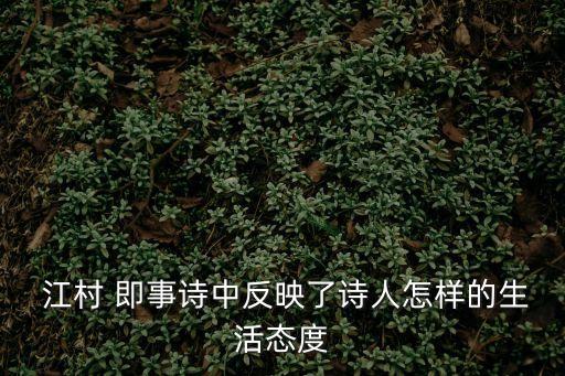  江村 即事詩中反映了詩人怎樣的生活態(tài)度