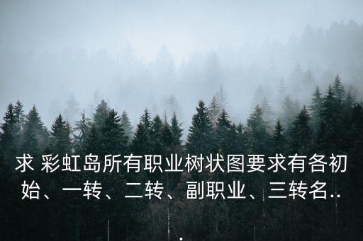 求 彩虹島所有職業(yè)樹(shù)狀圖要求有各初始、一轉(zhuǎn)、二轉(zhuǎn)、副職業(yè)、三轉(zhuǎn)名...
