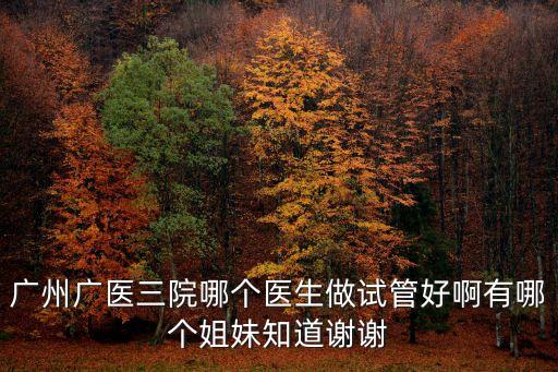 廣州廣醫三院哪個醫生做試管好啊有哪個姐妹知道謝謝