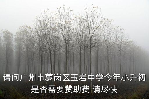 請問廣州市蘿崗區玉巖中學今年小升初是否需要贊助費 請盡快