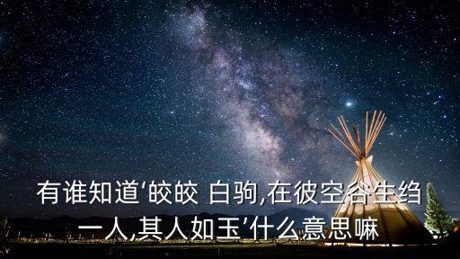 皎皎白駒,《易·序卦》:皎皎白駒，食我場(chǎng)藿