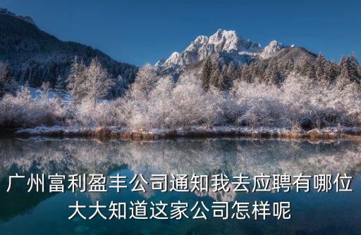 廣州富利盈豐公司通知我去應(yīng)聘有哪位大大知道這家公司怎樣呢