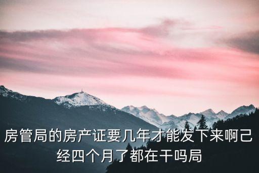 房管局的房產證要幾年才能發下來啊己經四個月了都在干嗎局