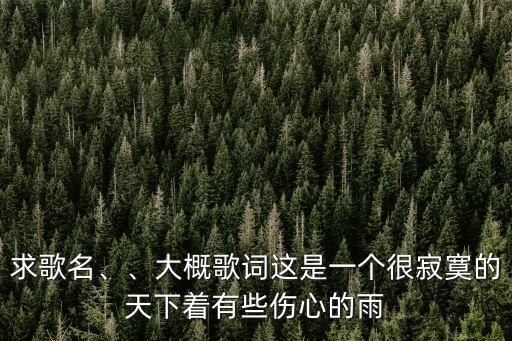 求歌名、、大概歌詞這是一個很寂寞的天下著有些傷心的雨