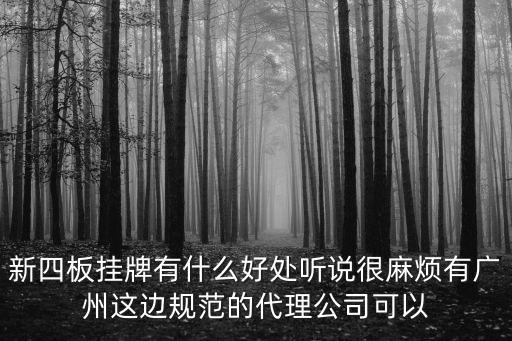 新四板掛牌有什么好處聽說很麻煩有廣州這邊規(guī)范的代理公司可以