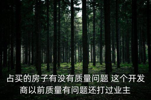 占買的房子有沒有質量問題 這個開發商以前質量有問題還打過業主