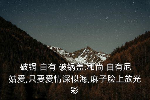 破鍋自有破鍋蓋,丑人自有丑人愛,破鍋自有破鍋蓋