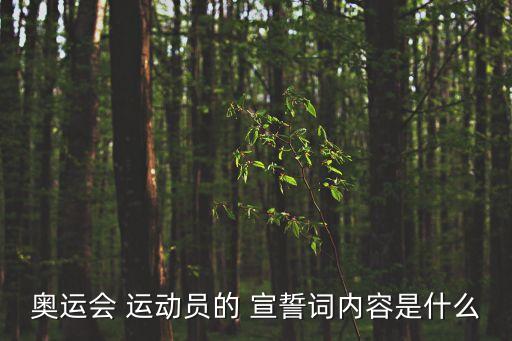 奧運會 運動員的 宣誓詞內(nèi)容是什么