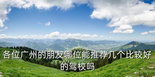 廣州友安駕校，有在廣州學(xué)車的朋友嗎求推薦你們學(xué)過的駕校