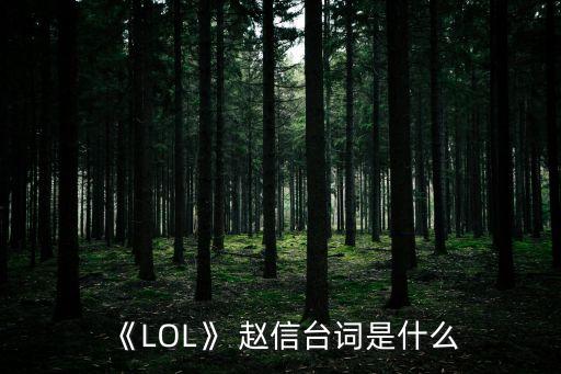 《LOL》 趙信臺詞是什么