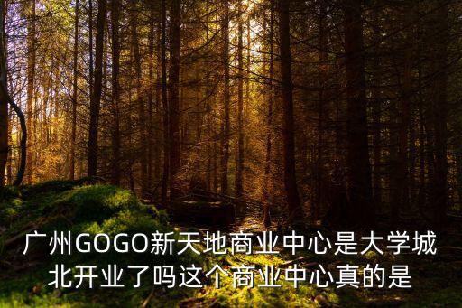 廣州GOGO新天地商業(yè)中心是大學(xué)城北開業(yè)了嗎這個商業(yè)中心真的是