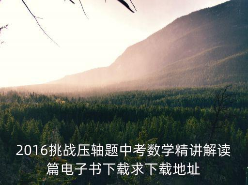 數(shù)學(xué)中考題2016深圳市，2016挑戰(zhàn)壓軸題中考數(shù)學(xué)精講解讀篇電子書(shū)下載求下載地址