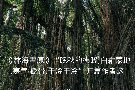 《林海雪原》“晚秋的拂曉,白霜蒙地,寒氣 砭骨,干冷干冷”開篇作者這...
