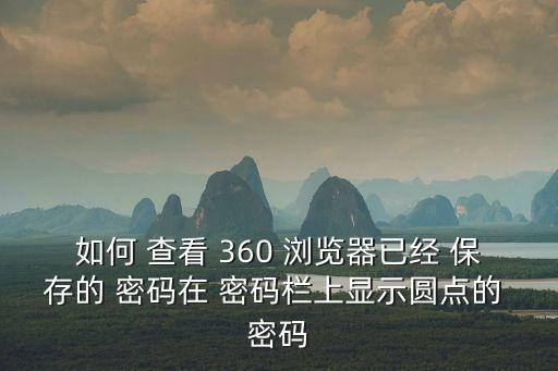 如何 查看 360 瀏覽器已經 保存的 密碼在 密碼欄上顯示圓點的 密碼
