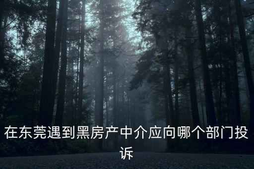在東莞遇到黑房產(chǎn)中介應(yīng)向哪個(gè)部門投訴