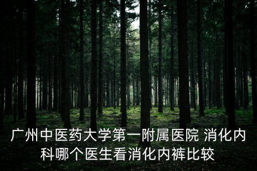 廣州中醫(yī)藥大學(xué)第一附屬醫(yī)院 消化內(nèi)科哪個(gè)醫(yī)生看消化內(nèi)褲比較