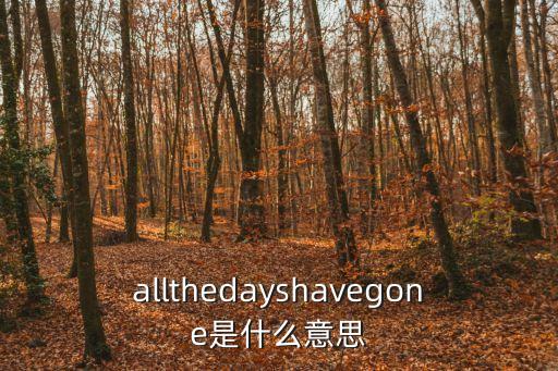 allthedayshavegone是什么意思