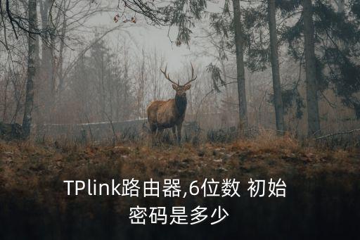 TPlink路由器,6位數 初始 密碼是多少