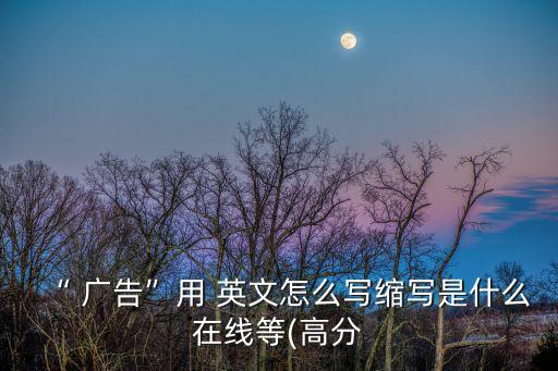 “ 廣告”用 英文怎么寫縮寫是什么在線等(高分